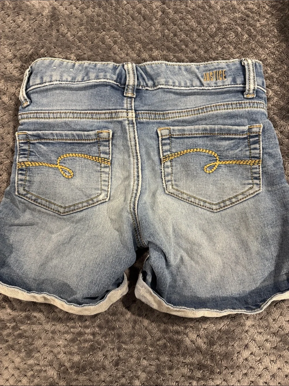 Justice Light Wash Denim Roll-Cuff Girls' Shorts